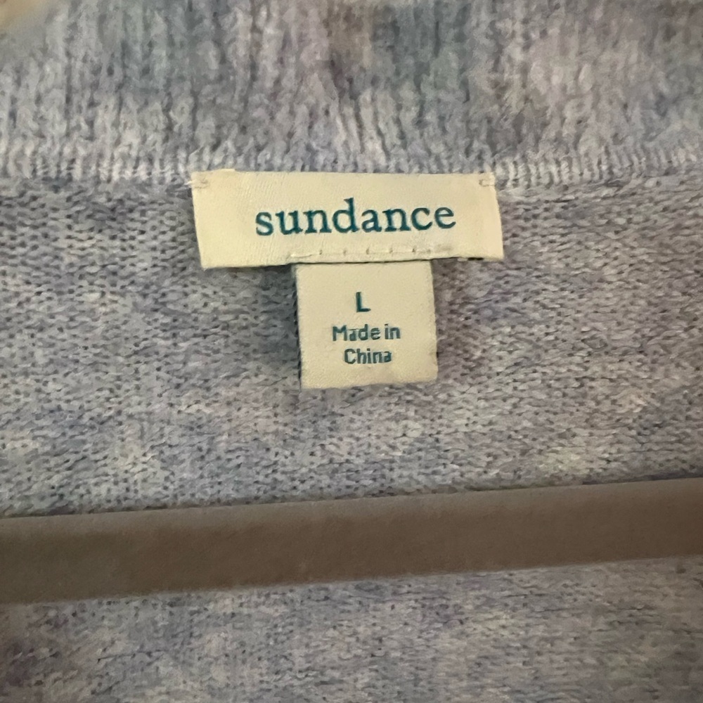 Sundance Catalog Giselle V/ruffle neck sweater. Light blue. VERY GUC. Size Large - Picture 6 of 8